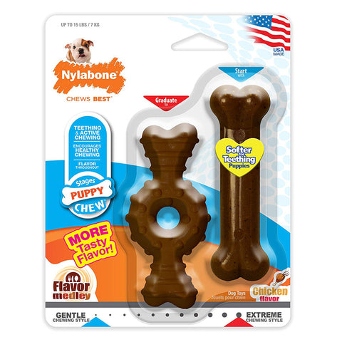 PUPPY CHEW - Ring Bone & Puppy Chew Toys Twin Pack Petite
