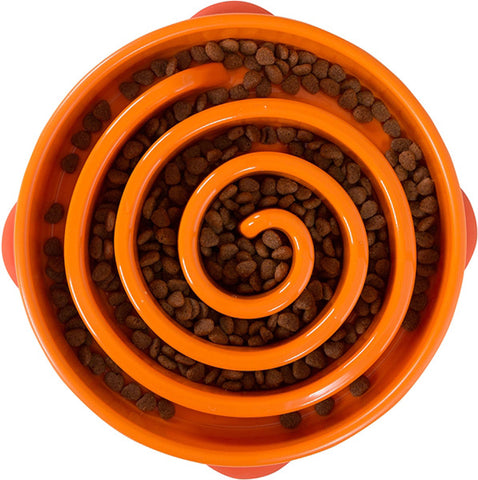 OUTWARD HOUND - Fun Feeder Orange Drop Dog Bowl Large