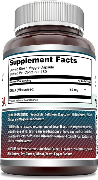 AMAZING NUTRITION - Amazing Formulas Micronized DHEA 25mg - 180 Veggie Capsules
