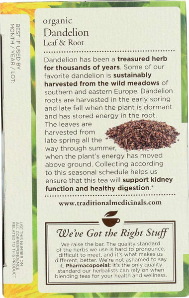TRADITIONAL MEDICINALS - Dandelion Leaf & Root Tea - 16 Tea Bags