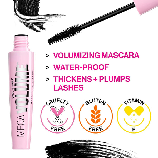 WET N WILD - MegaVolume Waterproof Mascara Black - 0.21 fl. oz. (6 ml)