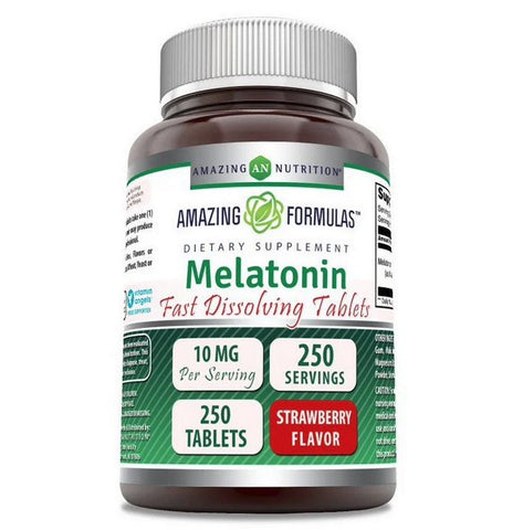 AMAZING NUTRITION - Amazing Formulas Melatonin Quick Dissolve 10 mg Strawberry - 250 Tablets
