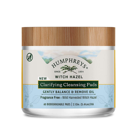 HUMPHREYS - Clarifying Witch Hazel Cleansing Pads, Fragrance Free - 60 Pads