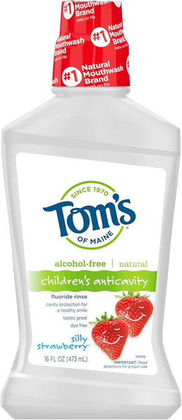 TOM'S OF MAINE - Silly Strawberry Childrens Fluoride Rinse - 16 fl. oz. (473 ml)