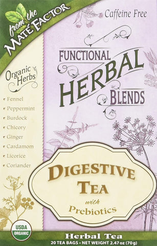 MATE FACTOR - Functional Herbal Blends Digestive Tea with Prebiotics - 20 Tea Bags
