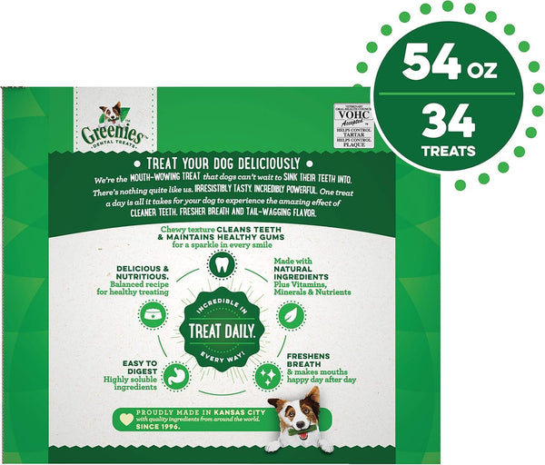 GREENIES - Original Dental Dog Treats Large - 34 Treats (54 oz/1.53 kg)