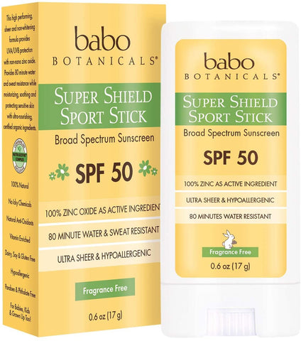 Babo Botanicals - Super Shield Sport Stick Fragrance Free 50 SPF - 0,6 oz.