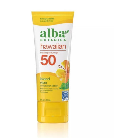 ALBA BOTANICA - Hawaiian Island Vibe Sunscreen Lotion SPF 50 - 3 fl oz (89 ml)