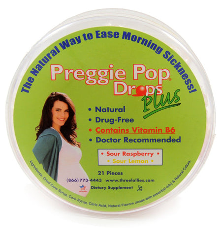 Three Lollies -  Preggie Pop Drops Plus With Vitamin B6 For Morning Sickness Relief, 21 Count