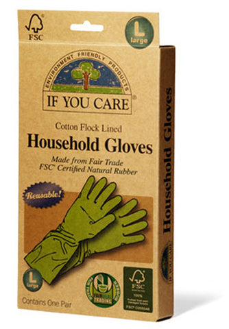 If You Care - Household Gloves Latex Cotton Flock Lined Large