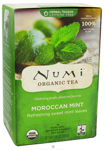 Numi Tea - Organic Moroccan Mint Herbal Tea - 6 x 18 Tea Bags