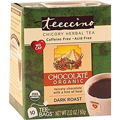 Teeccino - Herbal Coffee Tea Bags Chocolate Dark Roast - 10 Tea Bags