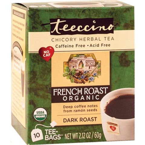 Teeccino - Herbal Coffee Tea Bags French Dark Roast - 10 Tea Bags