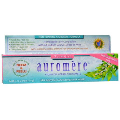 AUROMERE - Ayurvedic Herbal Toothpaste Foam-Free, Cardamom-Fennel