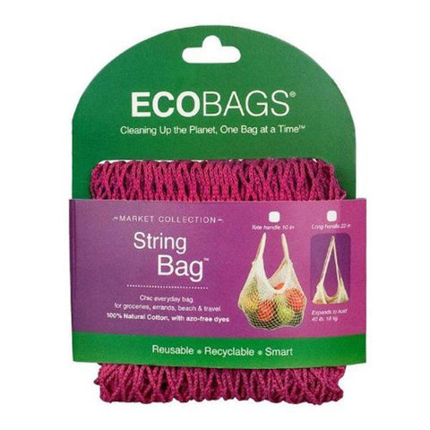 ECO-BAGS - Natural Cotton String Bag Tote Handle Cranberry