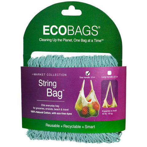 ECO-BAGS - Natural Cotton String Bag Tote Handle Washed Blue