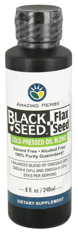 AMAZING HERBS - Black Seed & Flax Cold-Pressed Oil Blend