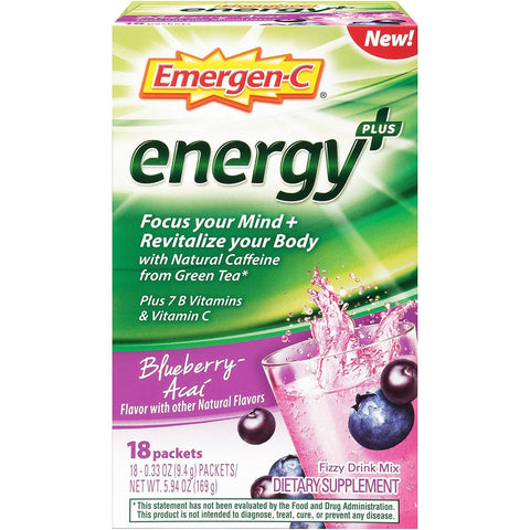 EMERGEN-C - Energy+ Drink Mix with Caffeine Blueberry-Acai Flavor