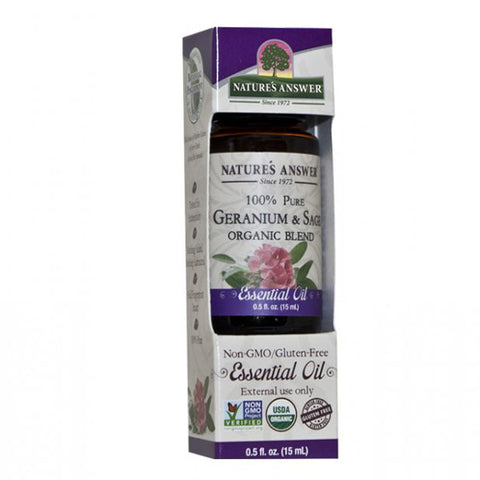 NATURE'S ANSWER - Organic Essential Oil, 100% Pure Geranium and Sage