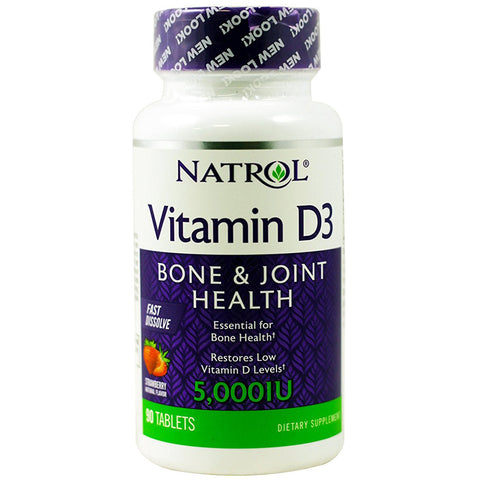 NATROL - Vitamin D3 Fast Dissolve Natural Strawberry Flavor 5,000 IU