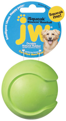 JW PET iSqueak Bouncin Baseball Medium Dog Toy