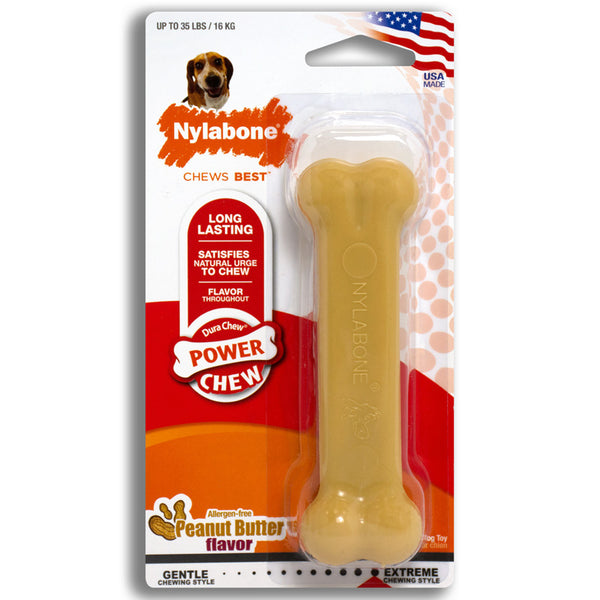 POWER CHEW - Peanut Butter Bone Dog Chewy Toy Wolf