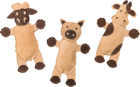 SPOT - Dura Fused Leather Assorted Barnyard Animals Dog Toy