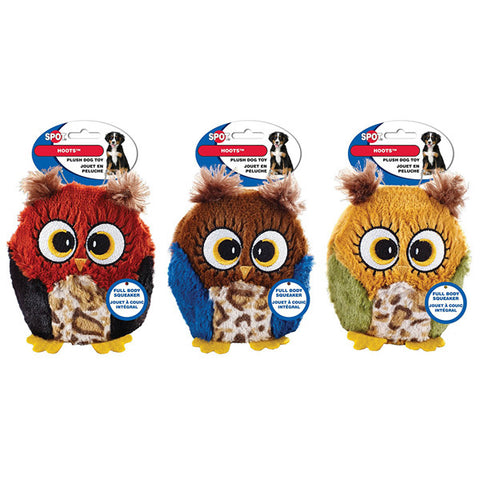 SPOT - Hoots Owl Plush Squeaker Dog Toy Assorted
