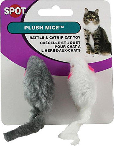SPOT - Plush Mice with Rattle and Catnip Cat Toy 2"