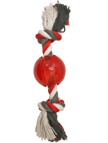 SPOT - Play Strong Rubber Dog Toy Ball with Rope Red