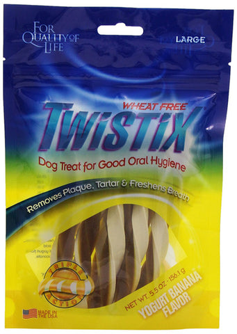 N-BONE - Twistix Yogurt Banana Dental Chew Treats for Dogs Large