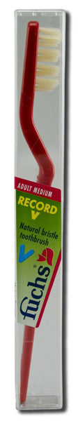 Fuchs Brushes Record V Natural Bristles Adult Medium Toothbrush