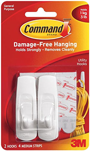 COMMAND - Adhesive Utility Hooks Medium White