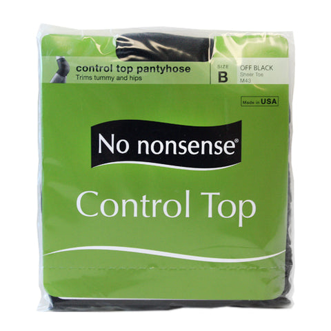 NO NONSENSE - Women's Control Top with Sheer Toe Pantyhose Size B Off Black