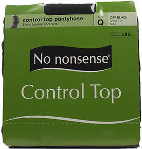 NO NONSENSE - Women's Control Top with Sheer Toe Pantyhose Size Q Off Black