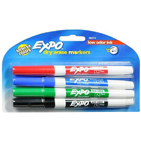 EXPO - Low-Odor Dry-Erase Markers Fine Point Assorted Colors