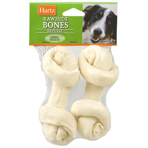 HARTZ - Natural Rawhide Round Knot Bones 5 Inch