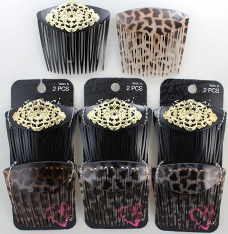 SCUNCI - Hair Comb Gold and Dark Brown