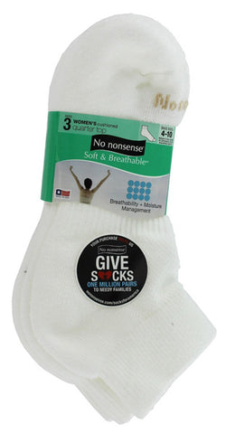 NO NONSENSE - Women's Cushioned Quarter Top Socks White