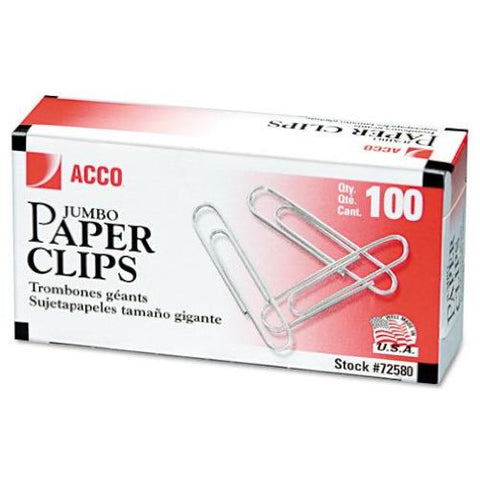 ACCO - Economy Paper Clip Steel Wire Jumbo Silver