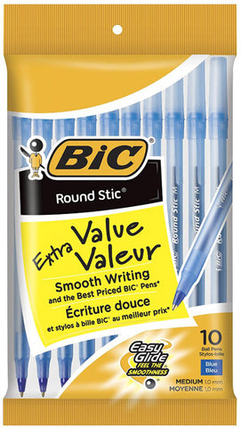 BIC - Round Stic Ball Pens Medium Point Blue