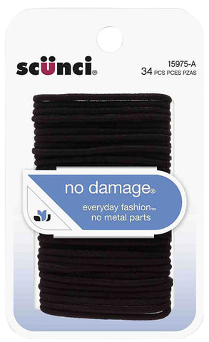 SCUNCI - Elastic No Damage Hair Bands Black Small