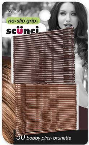 SCUNCI - No Slip Grip Bobby Pins Brunette