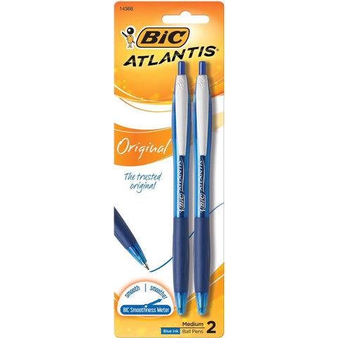 BIC - Atlantis Original Retractable Ball Pen, Medium Point (1.0 mm), Blue