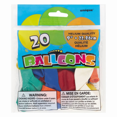 UNIQUE - 9" Assorted Latex Balloons