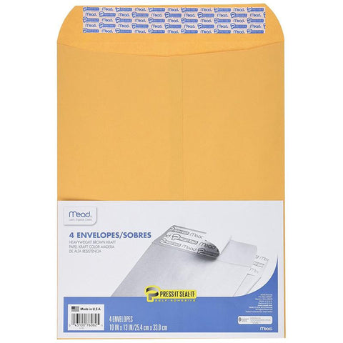 MEAD - Heavyweight Kraft Press-It-Seal-It Envelopes 10"x13"