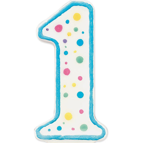 WILTON - Polka Dot Numeral Candle, 3-Inch by 1.5-Inch, No. 1 Blue