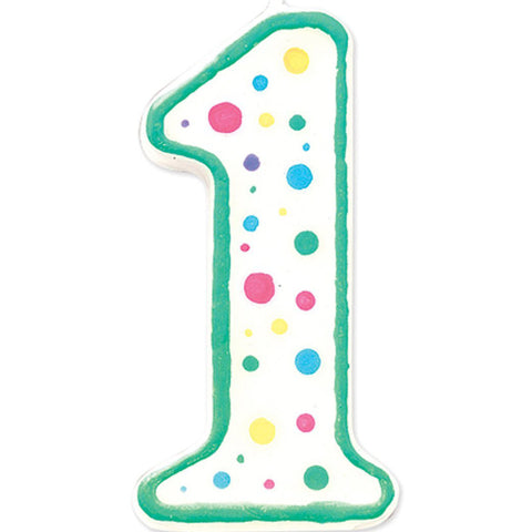 WILTON - Polka Dot Numeral Candle, 3-Inch by 1.5-Inch, No. 1 Green