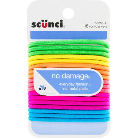 SCUNCI - No Damage Hair Elastics Neon Colors Large