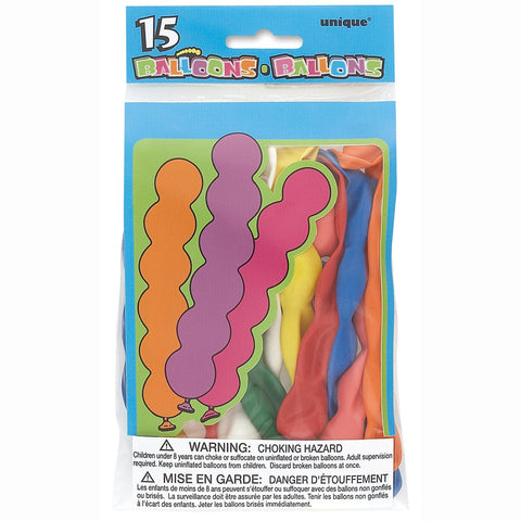 UNIQUE - 9" Latex Squiggly Balloons